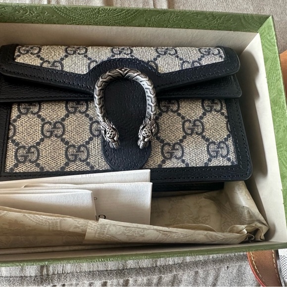 Gucci Super Mini Beige and BLUE  Shoulder Bag - Picture 1 of 7